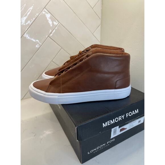 London Fog LFM-Dorance Cognac Brown Memory Foam Sneakers 9M New w/Box - Picture 3 of 11